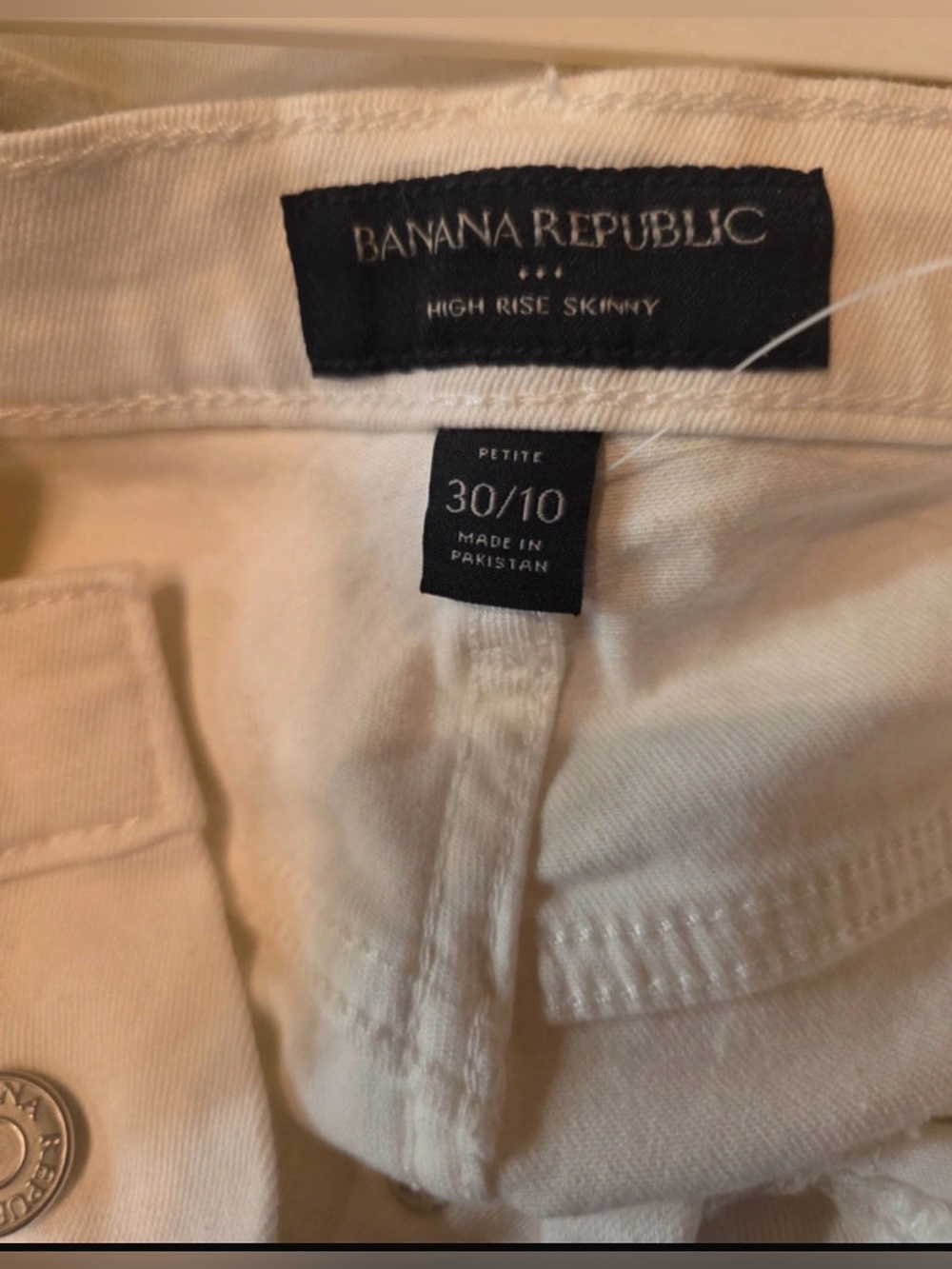 NWT-10waist 30 petite preppy, golf Banana Republic Women's White Skinny Jeans - Picture 3 of 5
